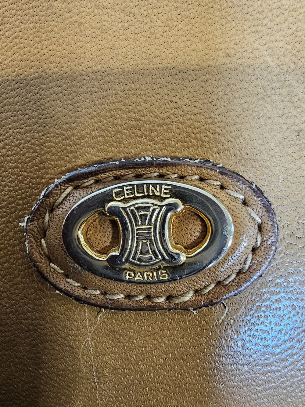 Celine Vintage Tan Leather & Monogram Crossbody Bag - Picture 4 of 16